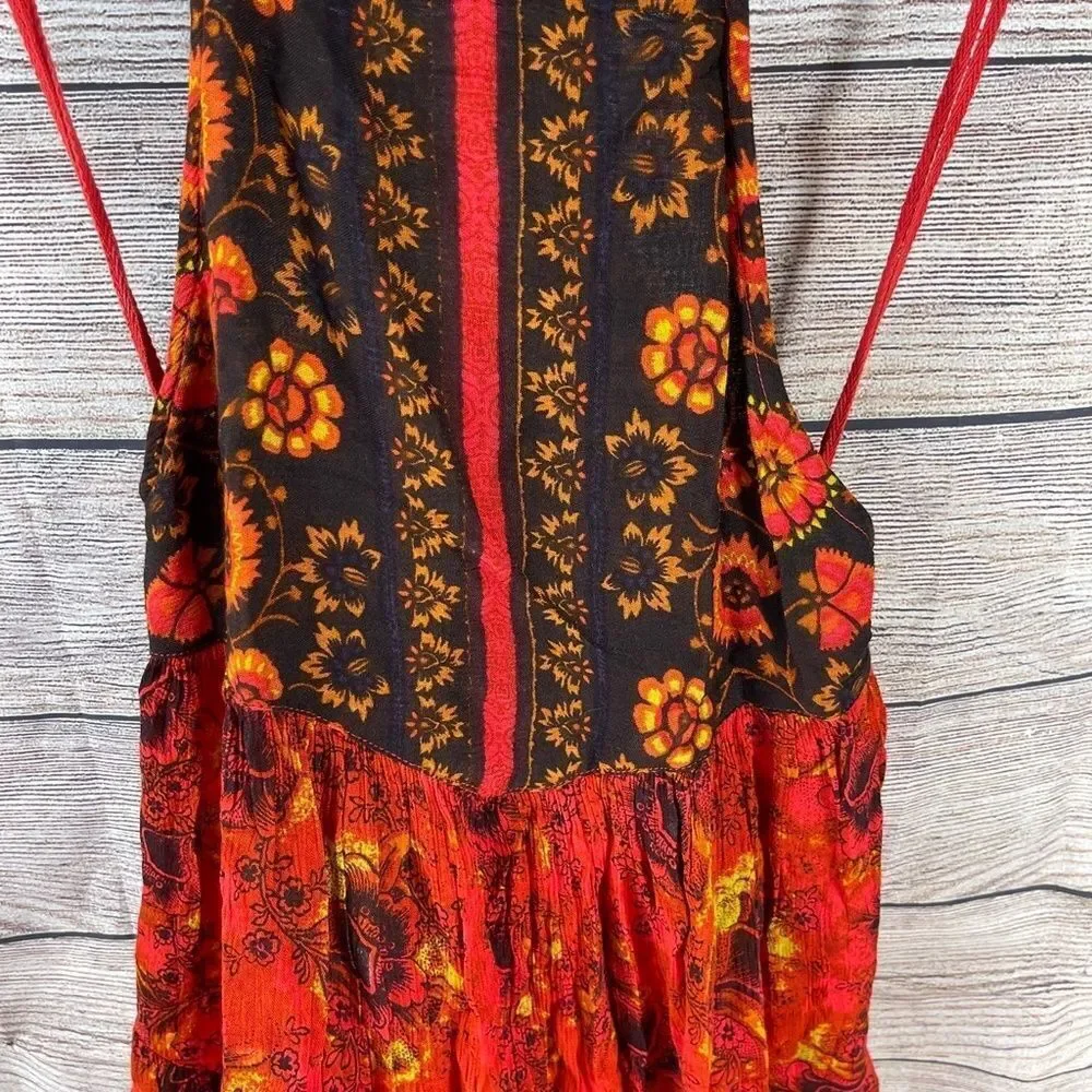 Intimately Free People Casablanca Red Print Halter Dress Sz XS‎ - Picture 6 of 11